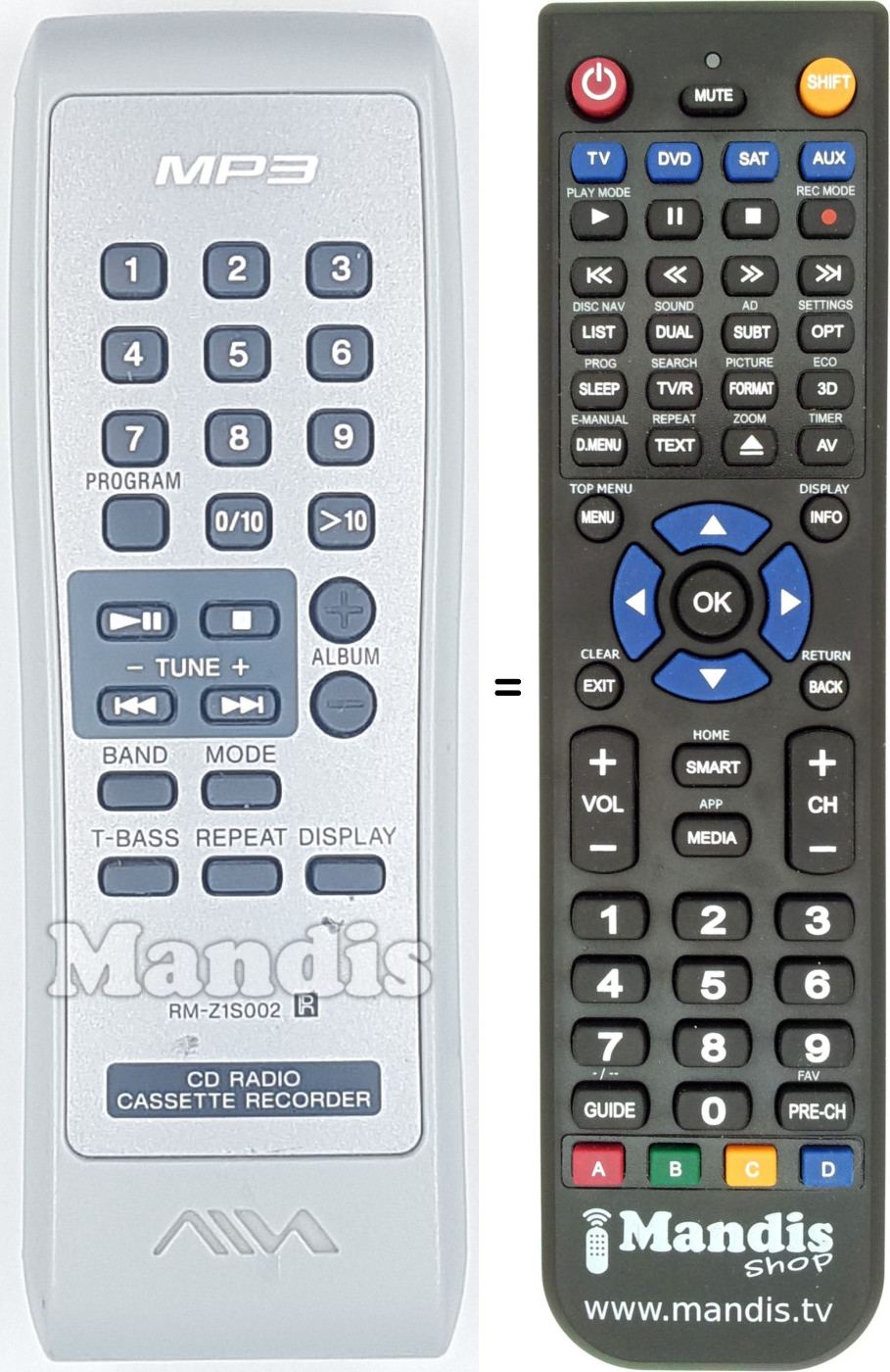 Replacement remote control RM-Z1S002