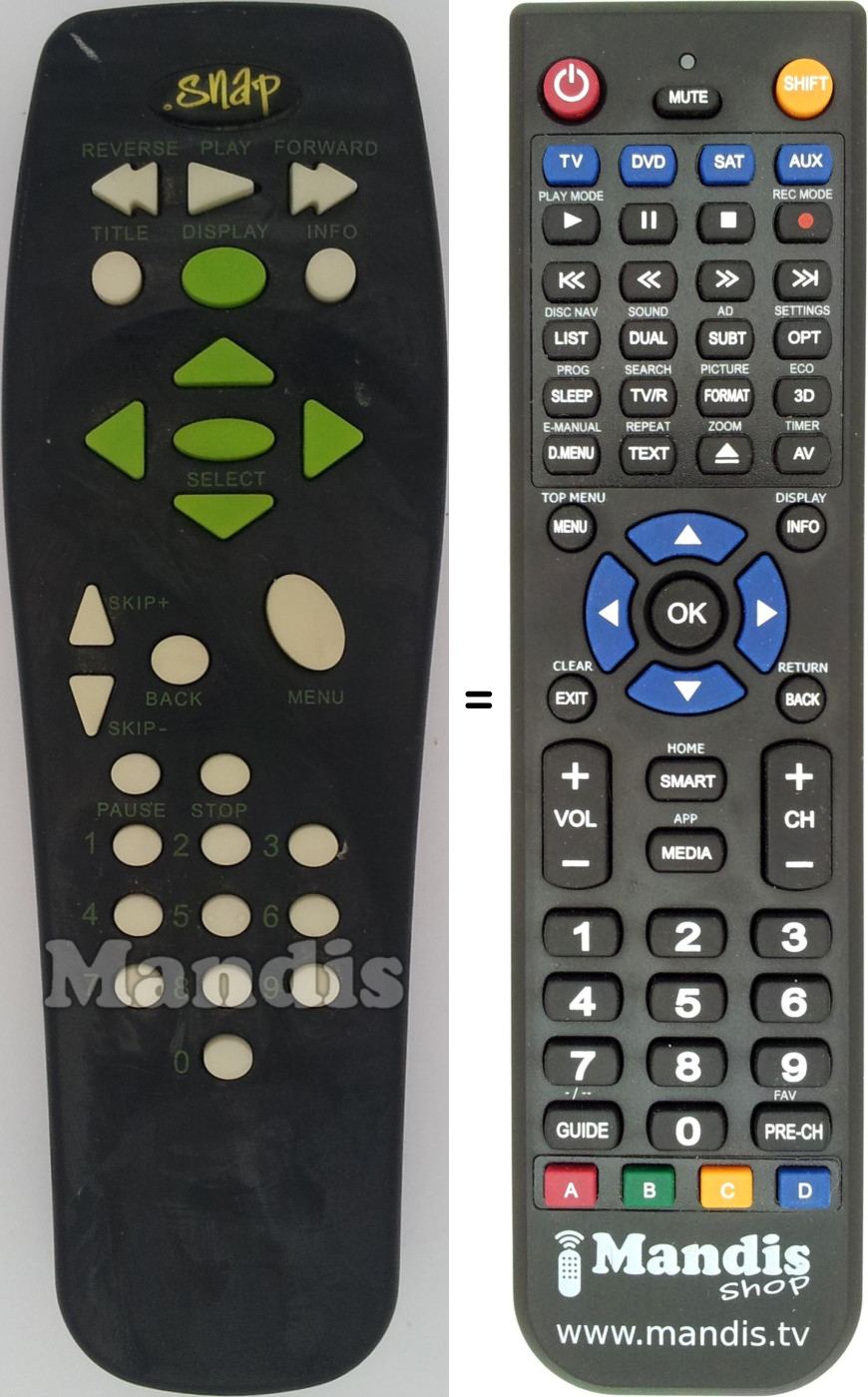 Replacement remote control Snap001