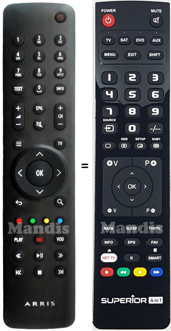 Télécommande équivalente Motorola REMCON1648