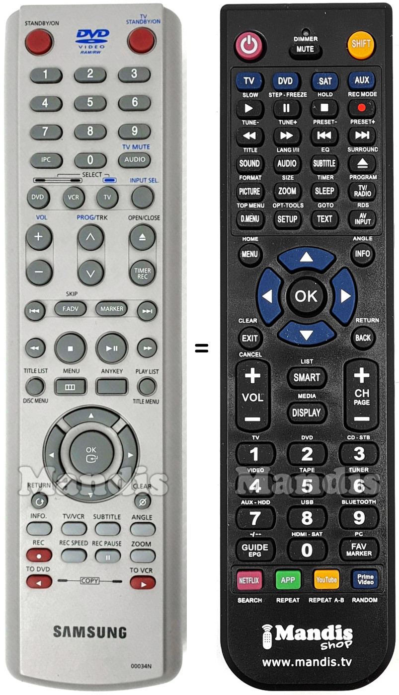 Gleichwertige Fernbedienung Samsung AK5900034N