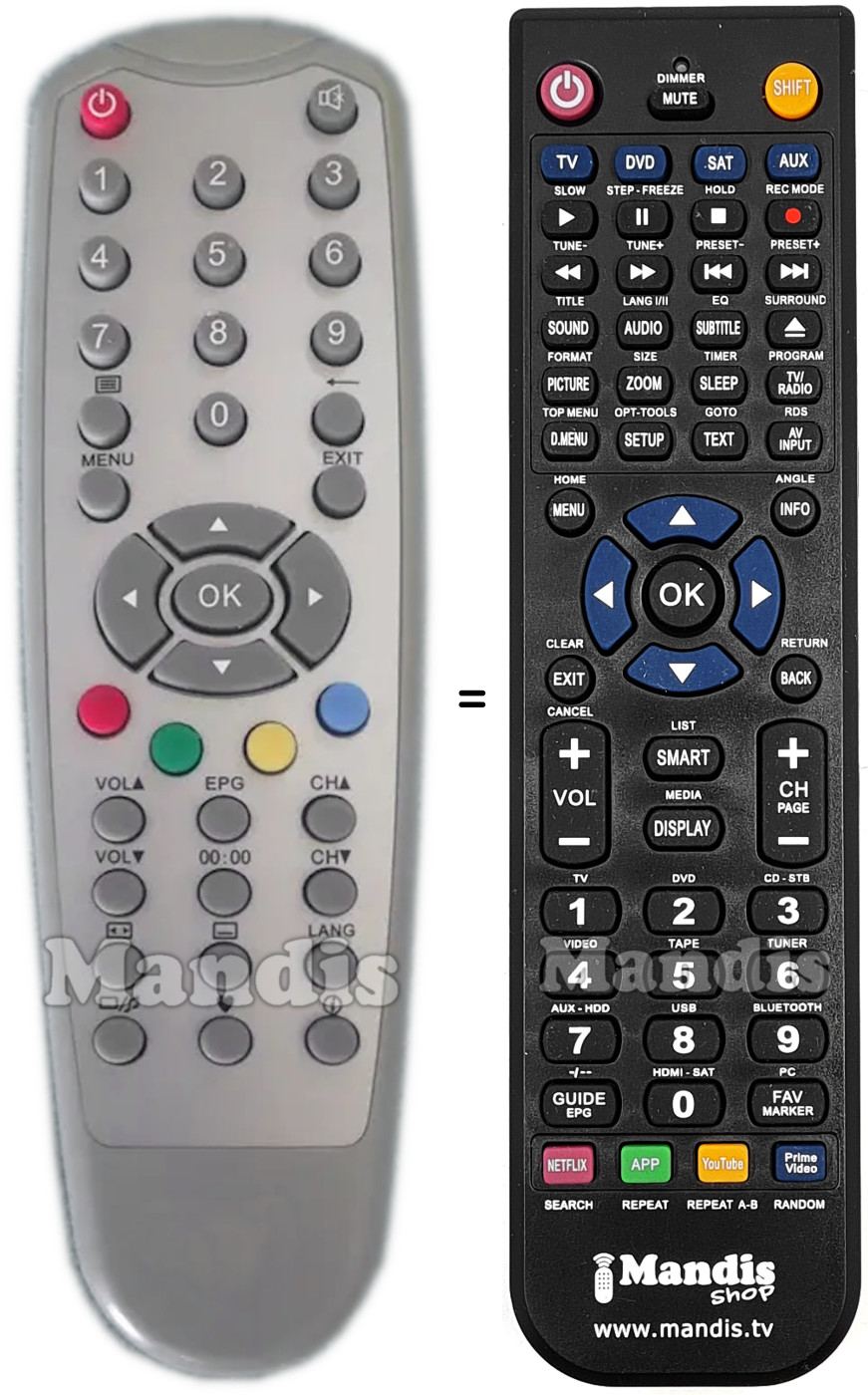 Télécommande équivalente MEDIAPRICE 703018T