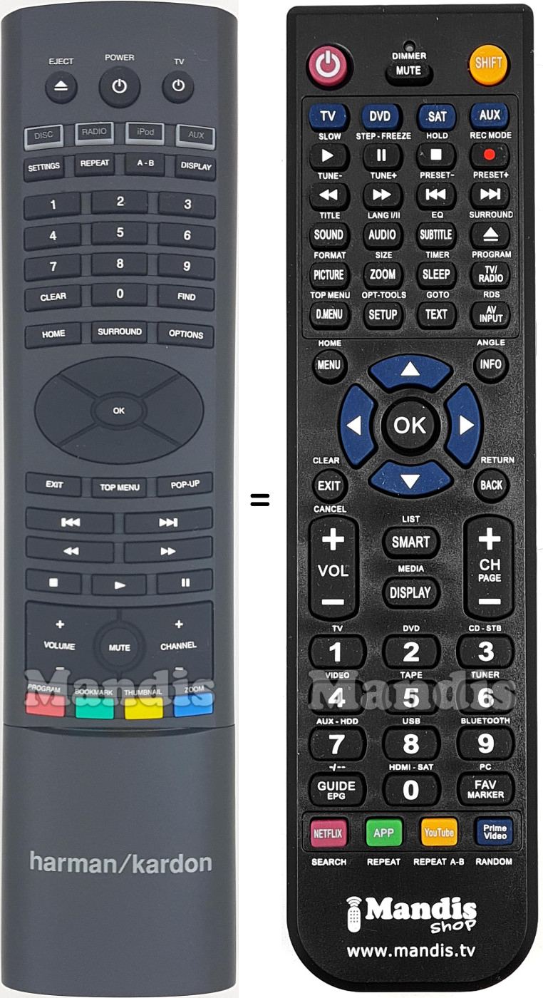 Télécommande équivalente HARMAN KARDON 06RB76A00X