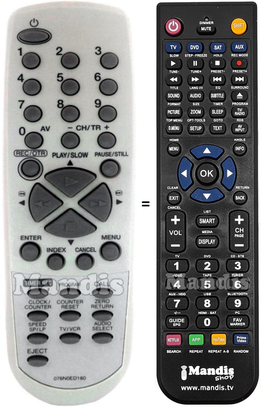 Replacement remote control Lifetec 076N0ED180