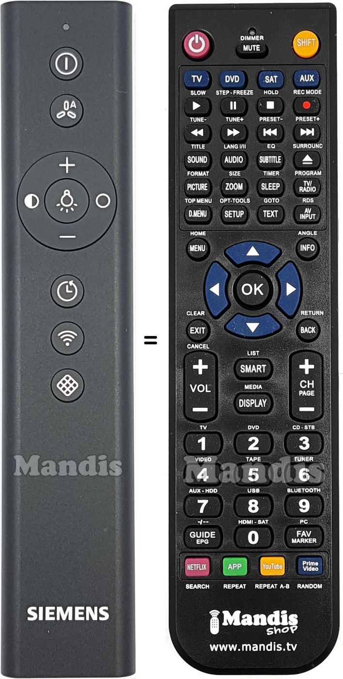 Replacement remote control Siemens 12026292