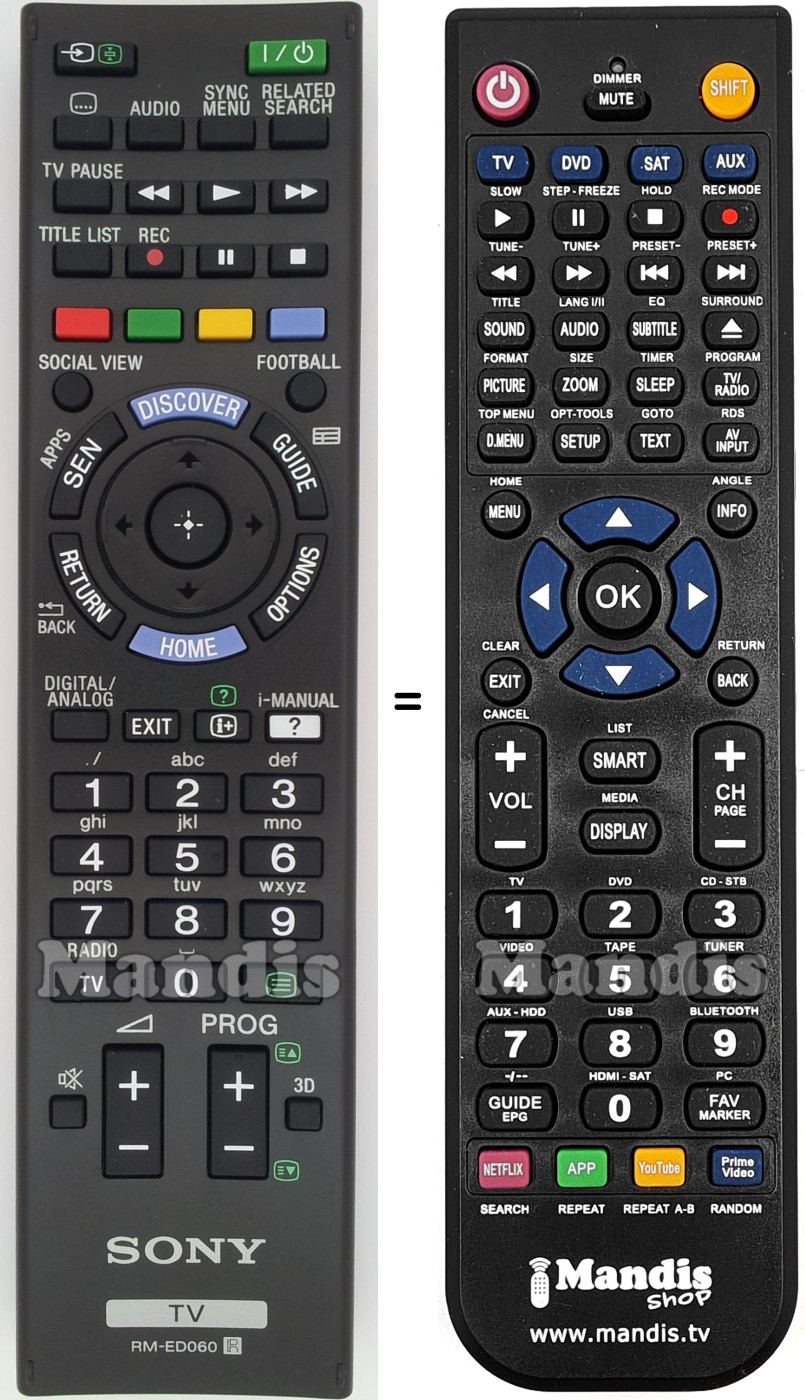 Replacement remote control Sony RMED060