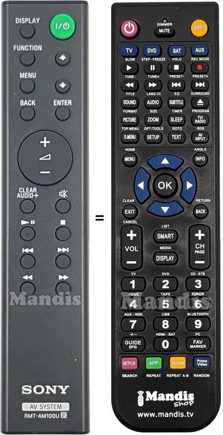 Gleichwertige Fernbedienung Sony RMT-AM100U