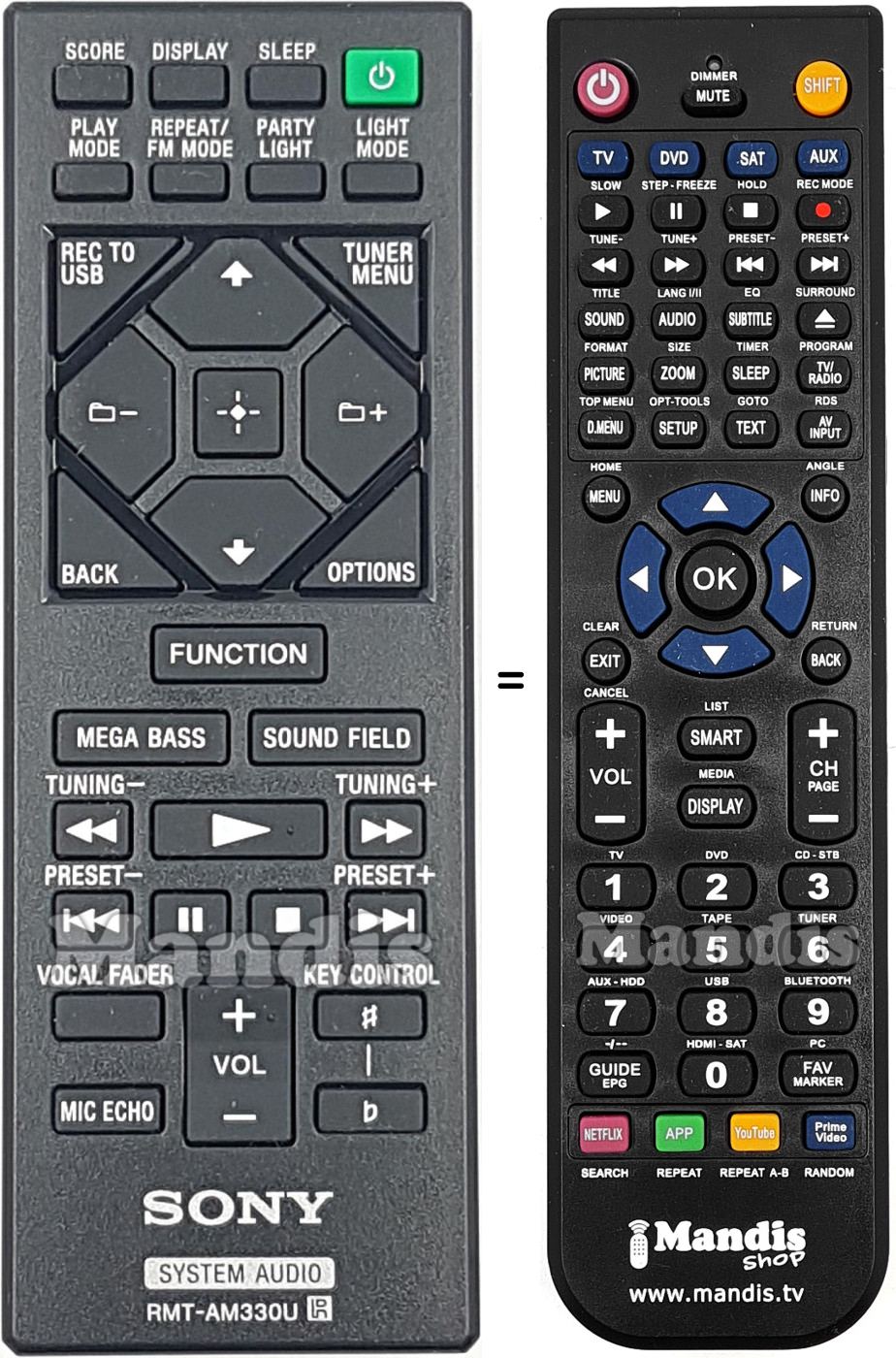 Replacement remote control Sony RMT-AM330U