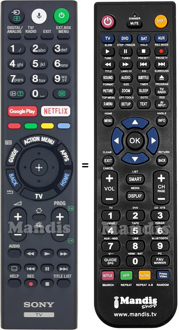 Télécommande équivalente Sony RMF-TX310E
