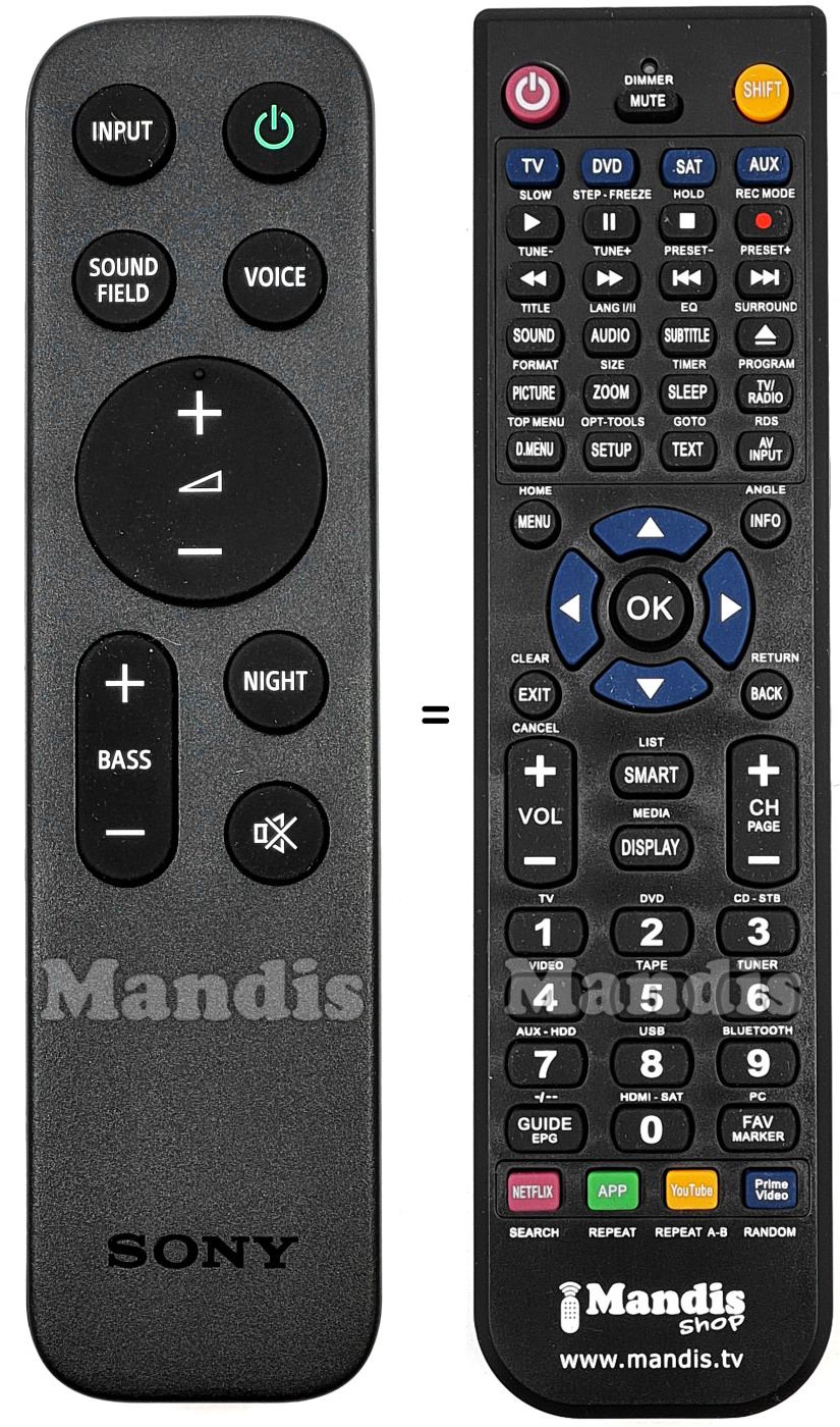 Gleichwertige Fernbedienung Sony RMT-AH513U