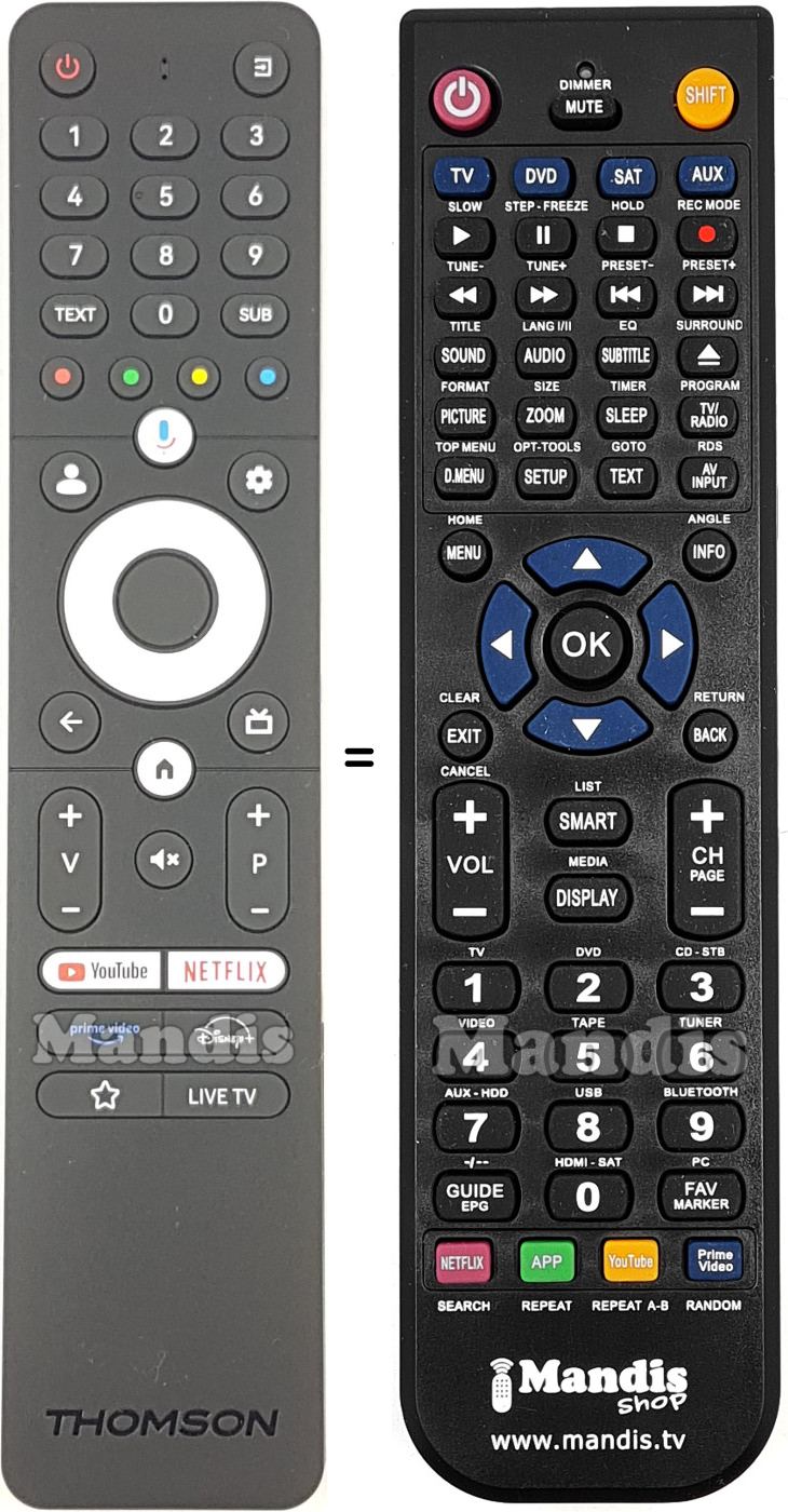 Télécommande équivalente Thomson RC112GH Télécommande équivalente Thomson RC112GH