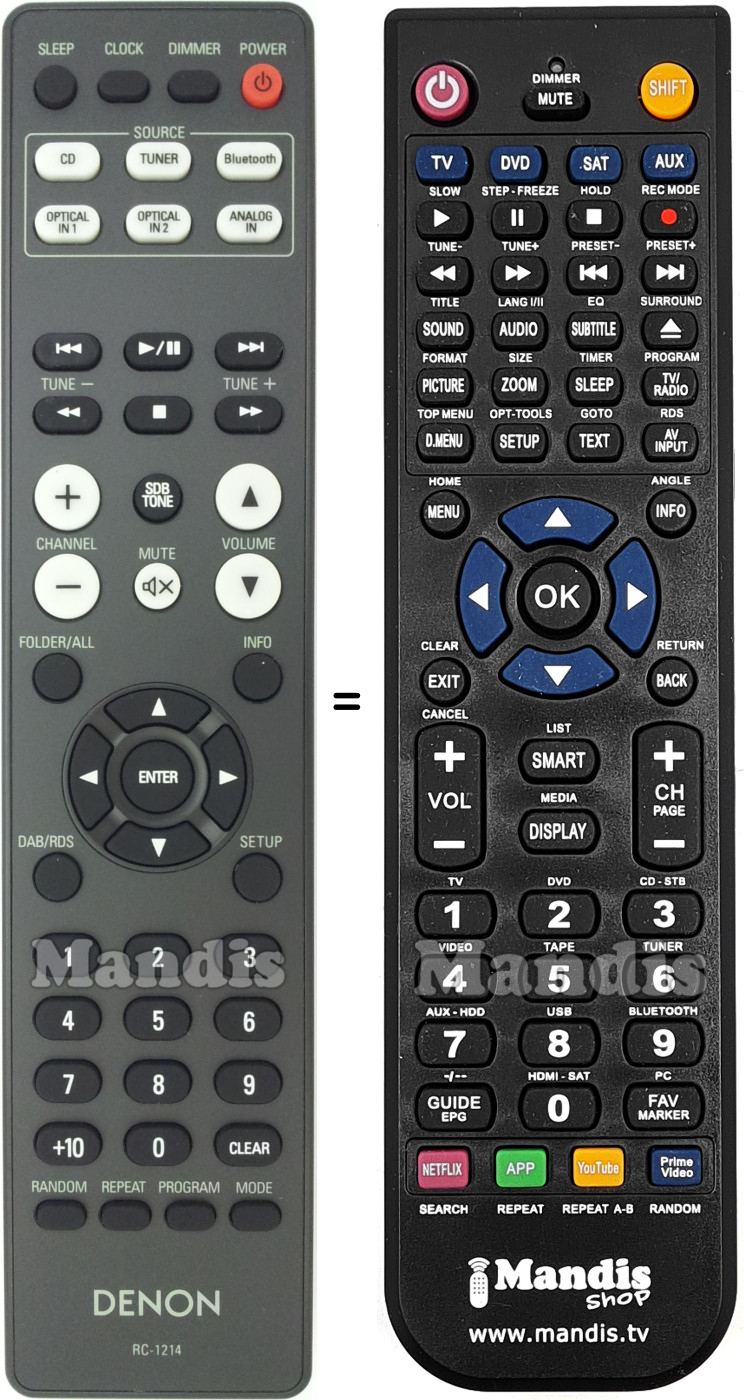 Télécommande équivalente Denon RC-1214