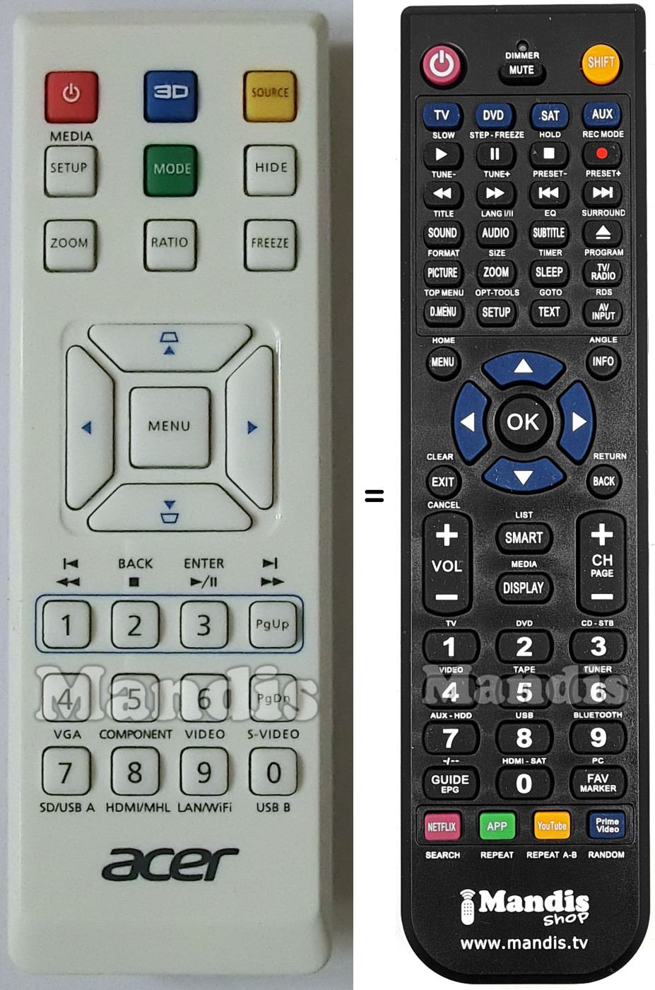 Télécommande équivalente Acer MCJK211007