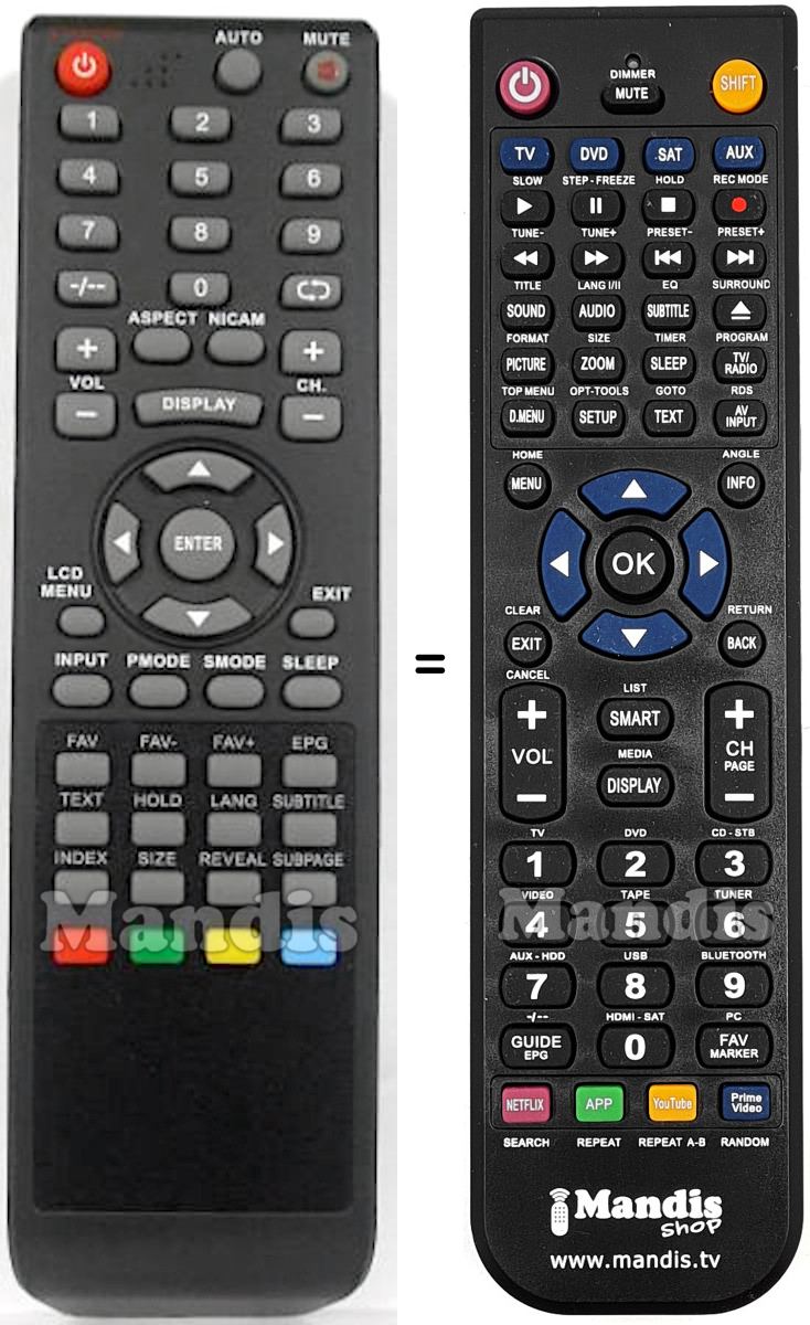 Replacement remote control VD Tech REMCON945