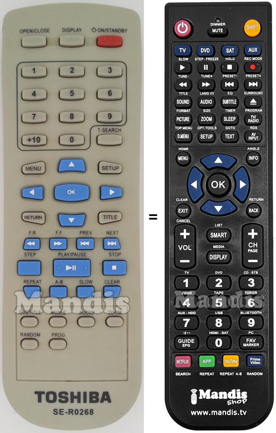 Télécommande équivalente Toshiba SE-R0268