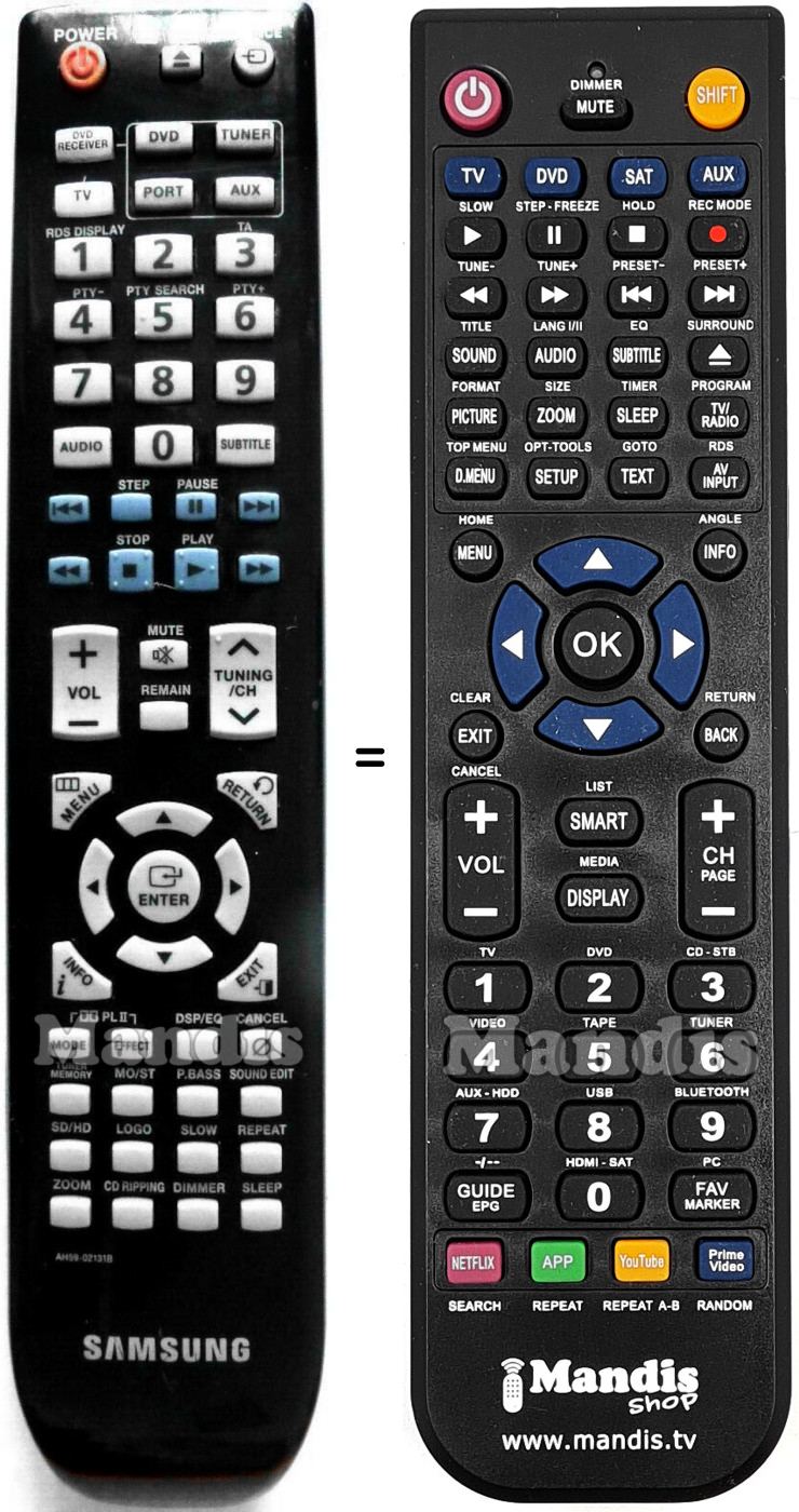 Gleichwertige Fernbedienung Samsung AH59-02131B