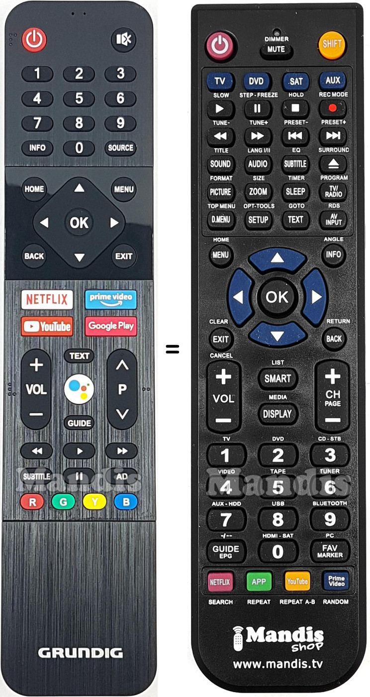 Replacement remote control Grundig AN1187R