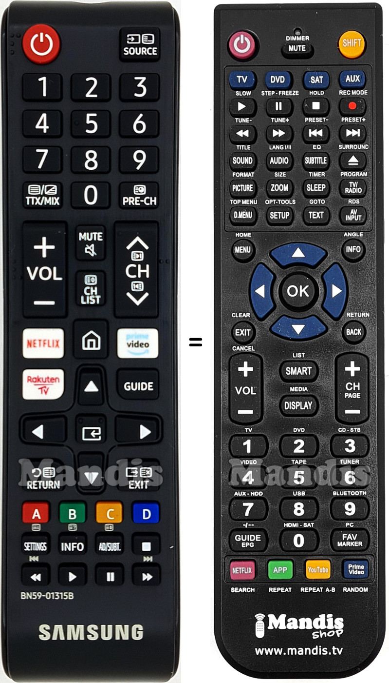 Gleichwertige Fernbedienung Samsung BN59-01315B