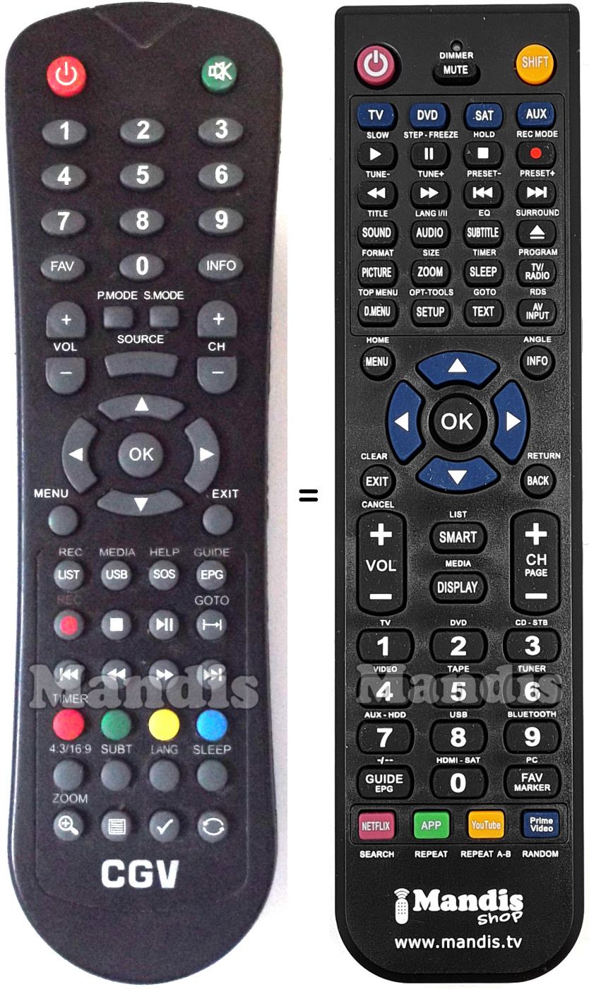 Replacement remote control CGV LEE22HDW10
