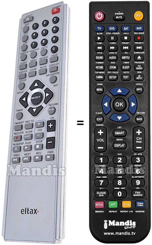 Télécommande équivalente ELTAX DVR-554 HD