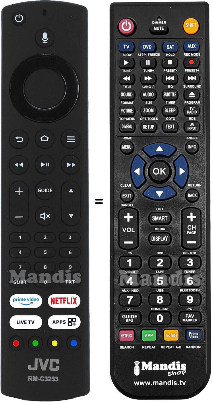 Télécommande équivalente JVC RM-C3253
