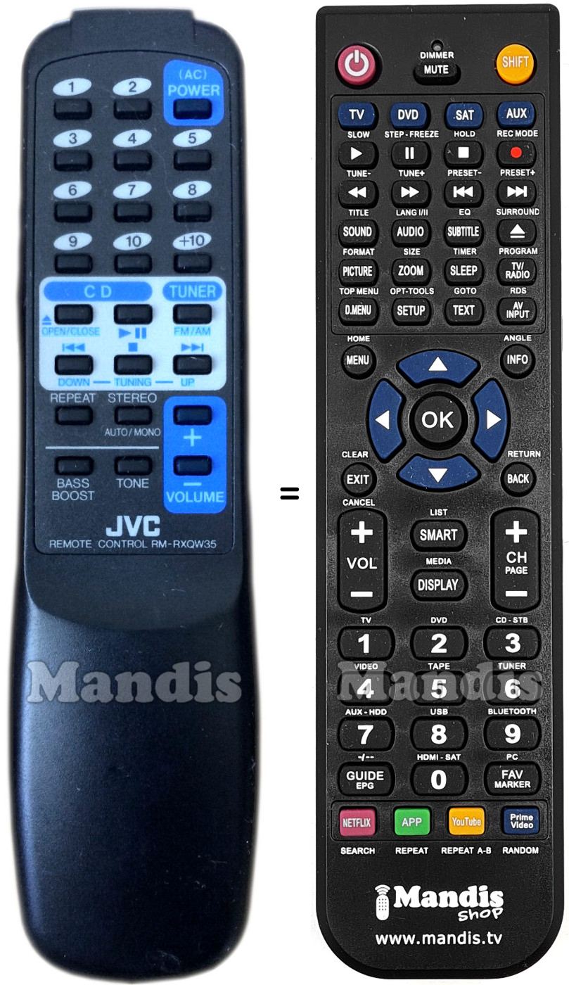 Gleichwertige Fernbedienung JVC RM-RXQW35