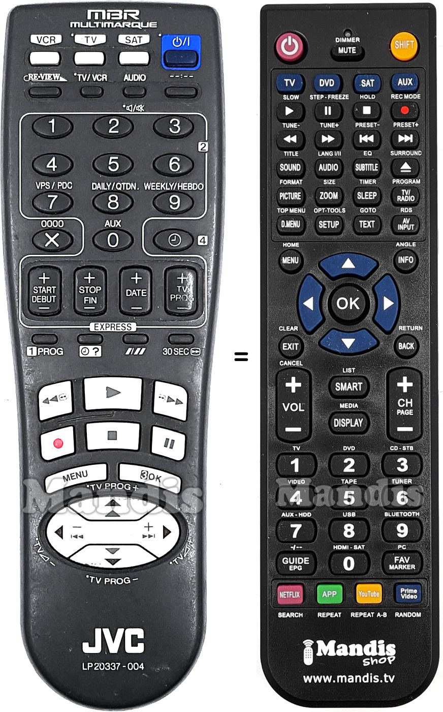 Replacement remote control JVC LP20337004B