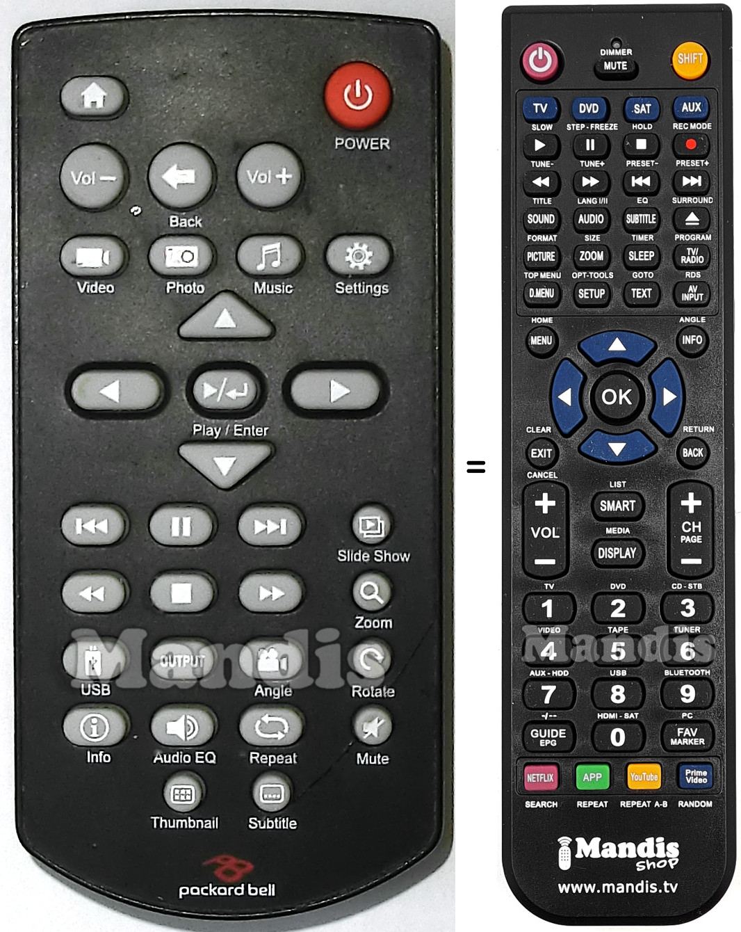Replacement remote control PackardBell Studio-ST