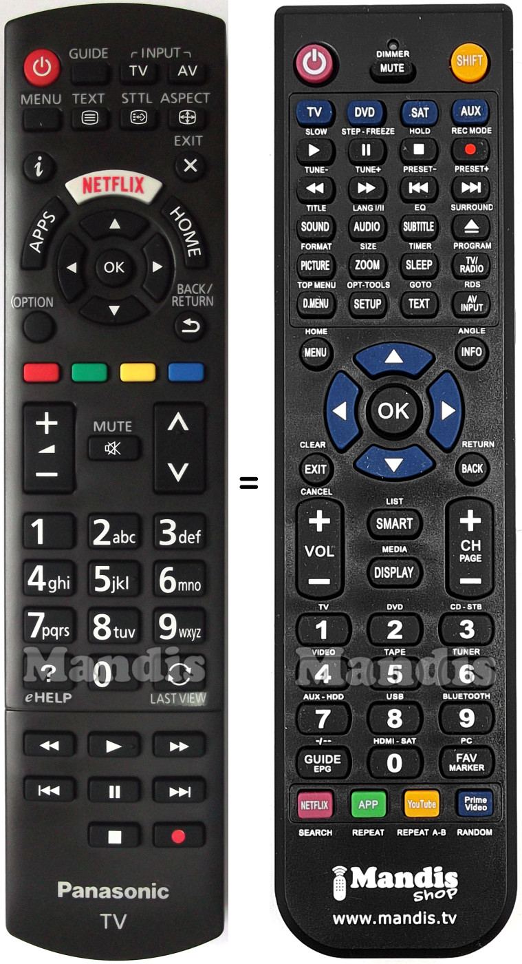 Replacement remote control Panasonic N2QAYB001009