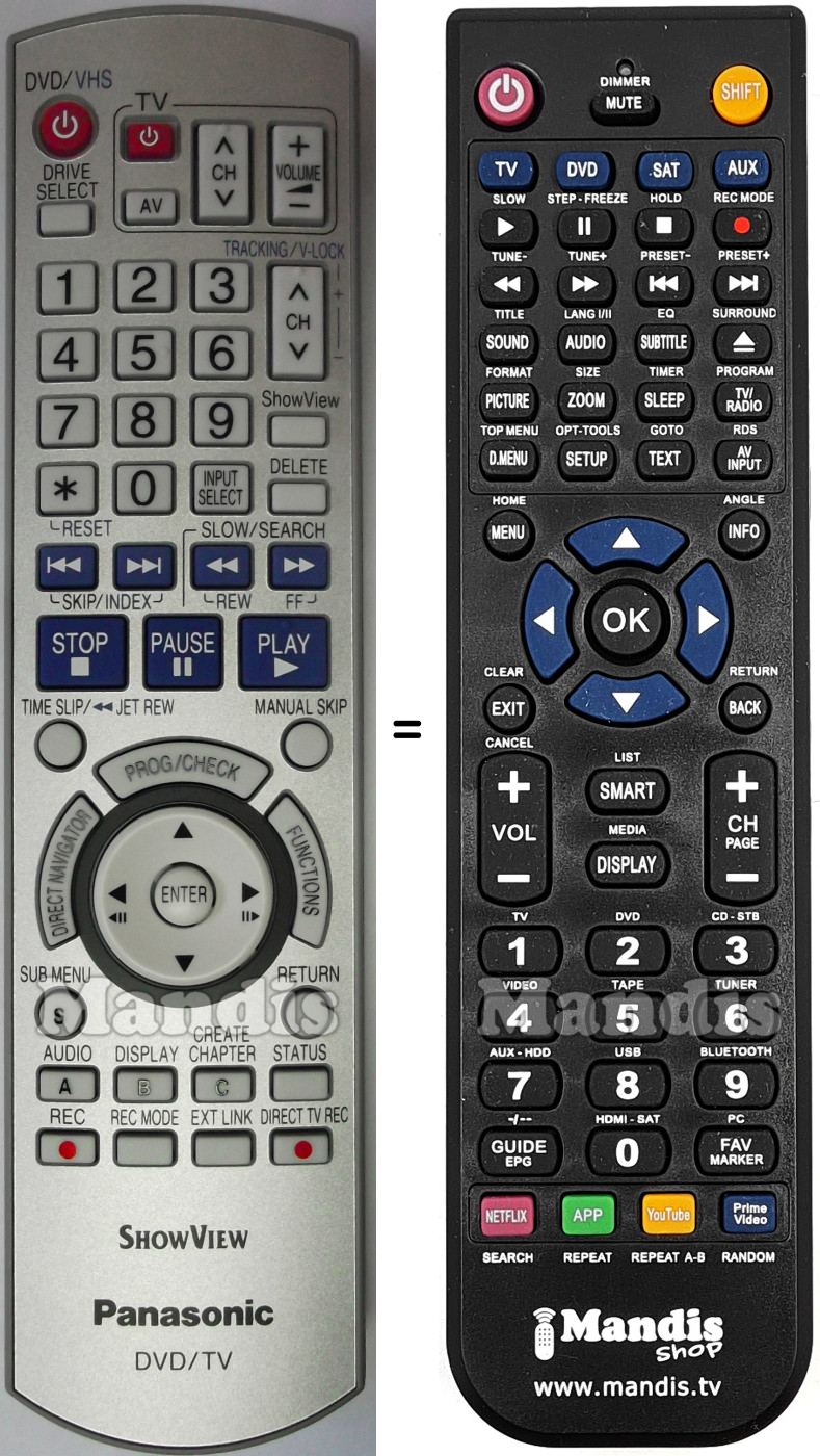 Replacement remote control Panasonic EUR7659YF0