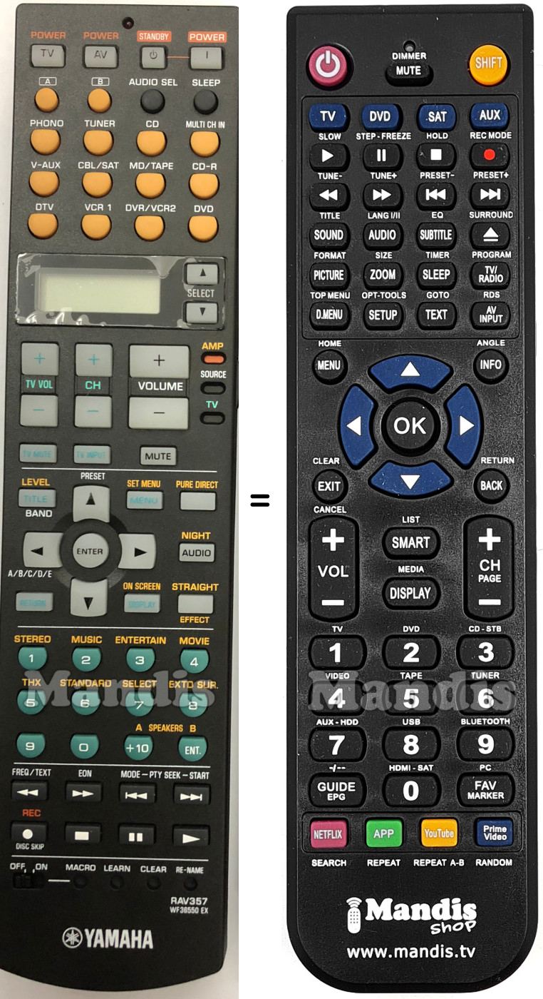 Replacement remote control Yamaha RAV357
