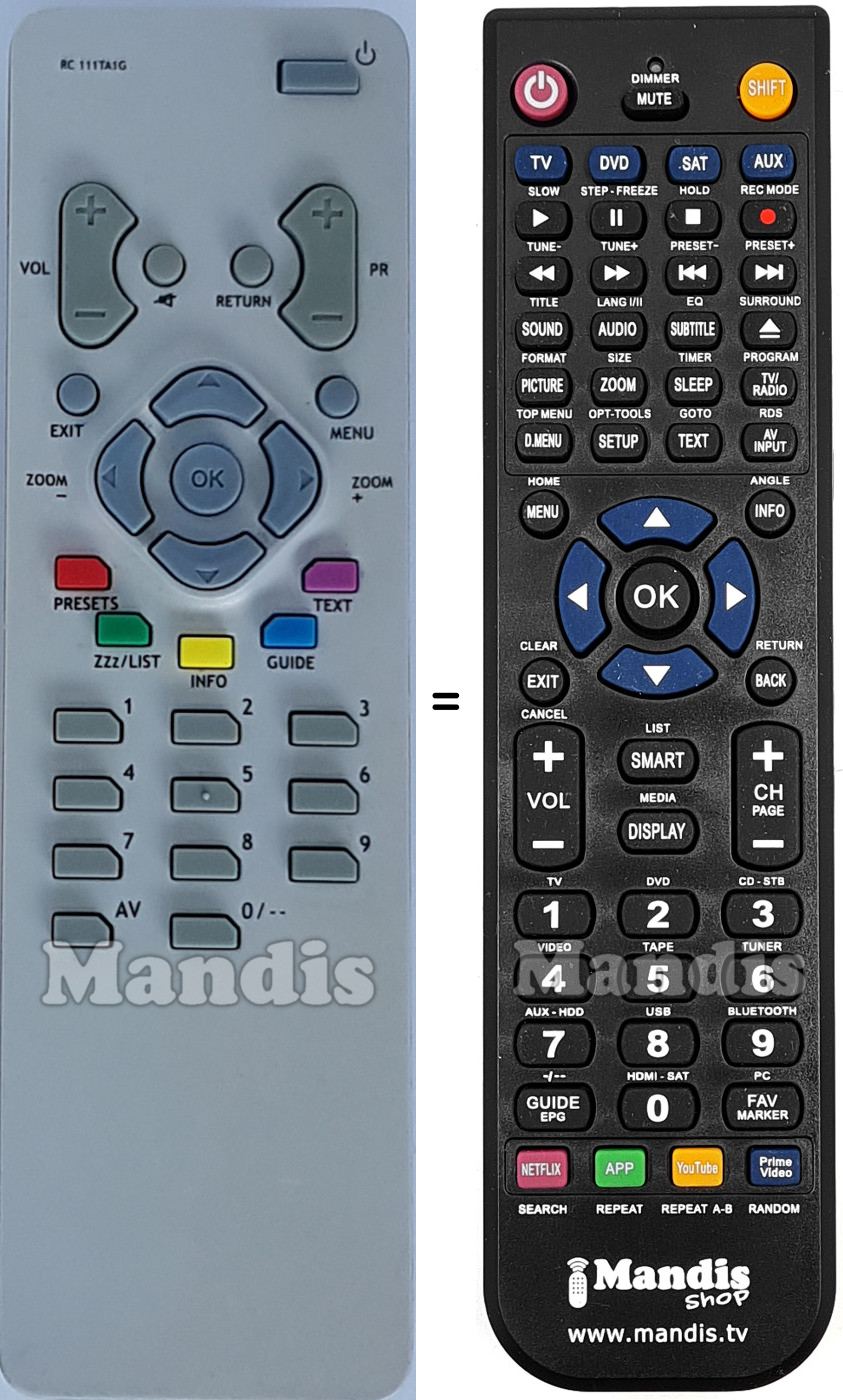 Télécommande équivalente RC 111 TA 1 G