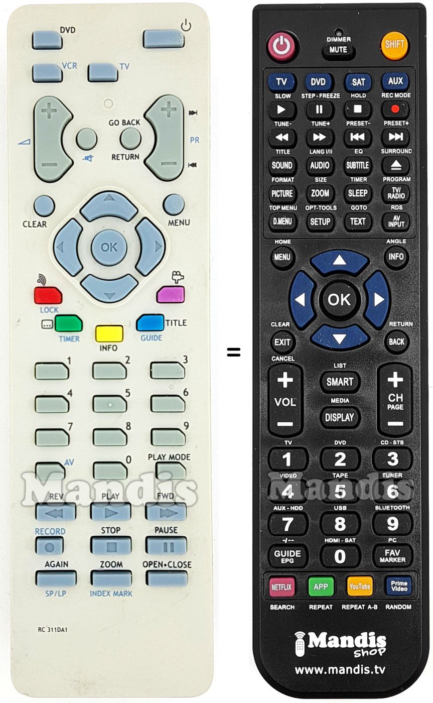 Télécommande équivalente RCT311DA1