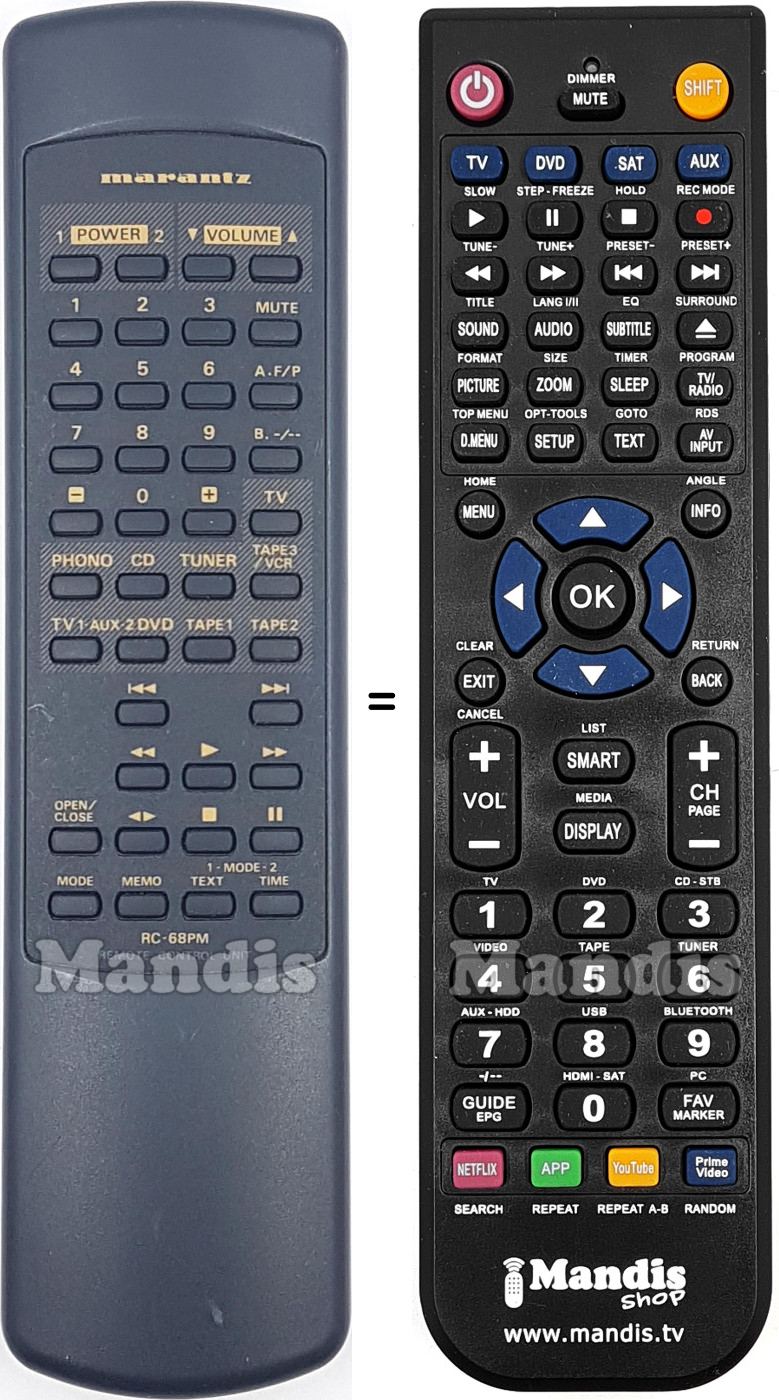 T&eacute;l&eacute;commande &eacute;quivalente RC-68PM