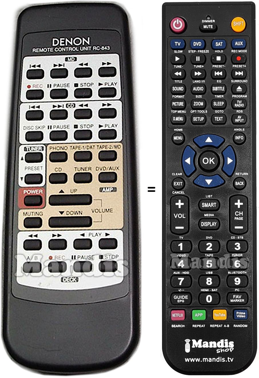 Replacement remote control Denon RC-843