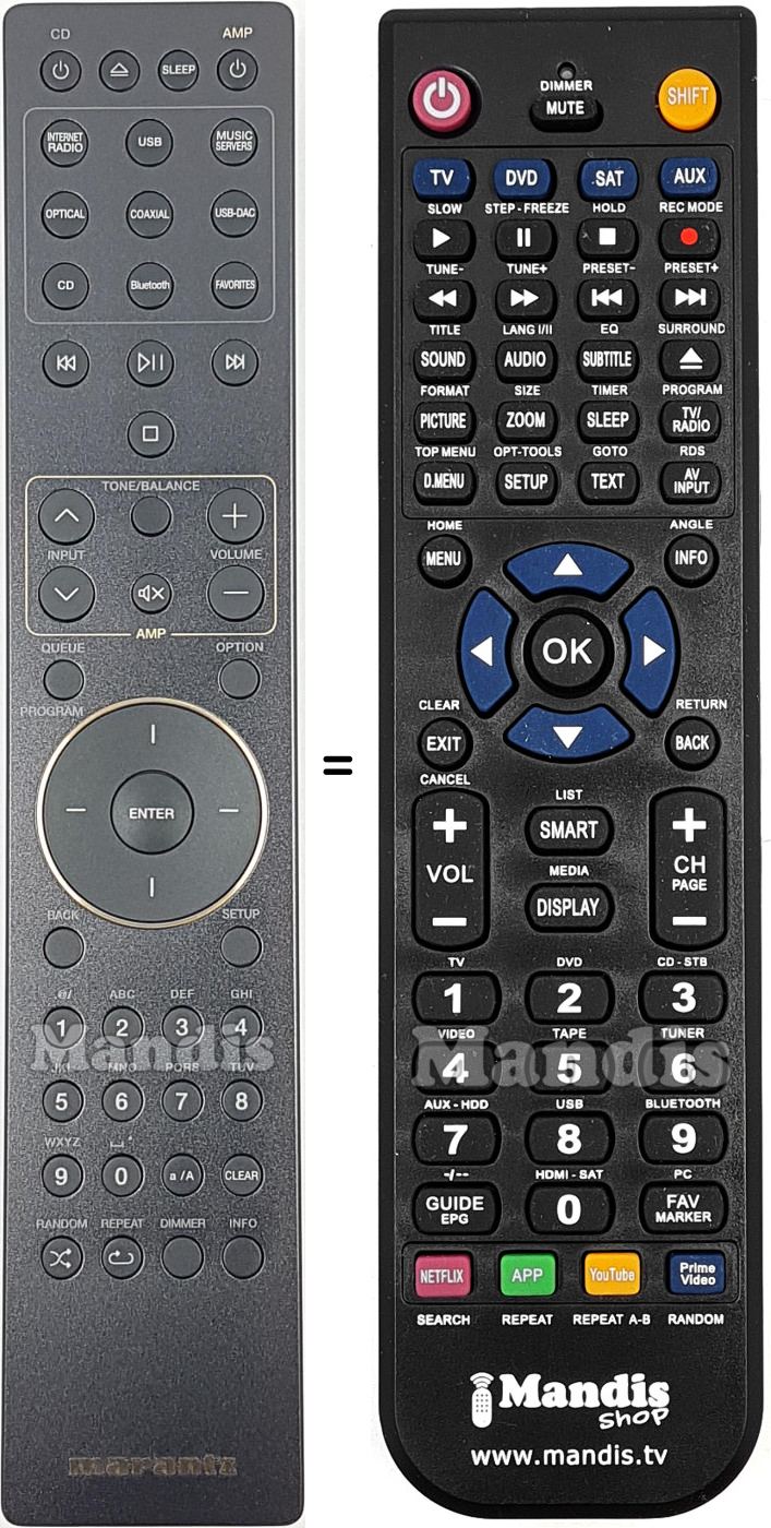 Télécommande équivalente Marantz RC002PMND