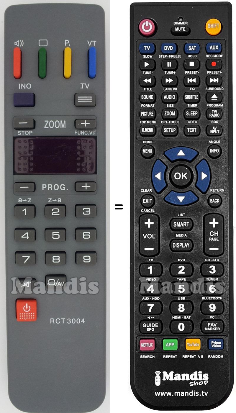 Replacement remote control Continental Edison RCT3004 
