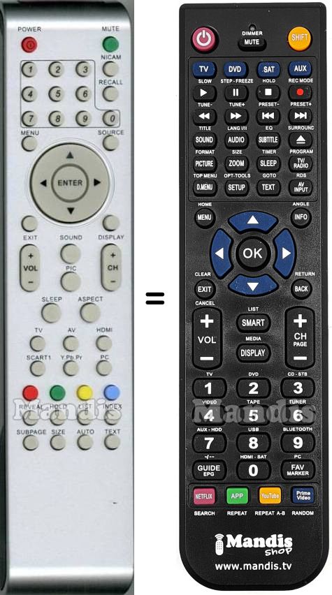 Télécommande équivalente REMCON955