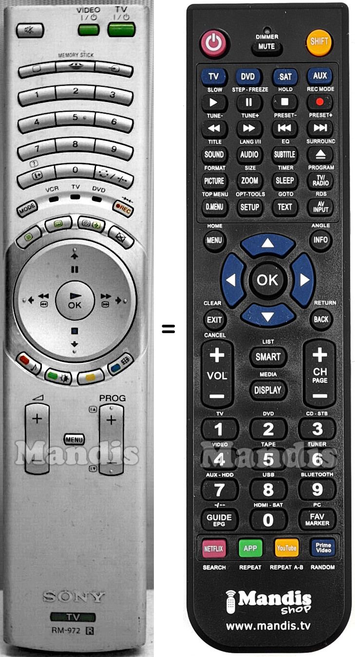 Télécommande équivalente Sony RM-972