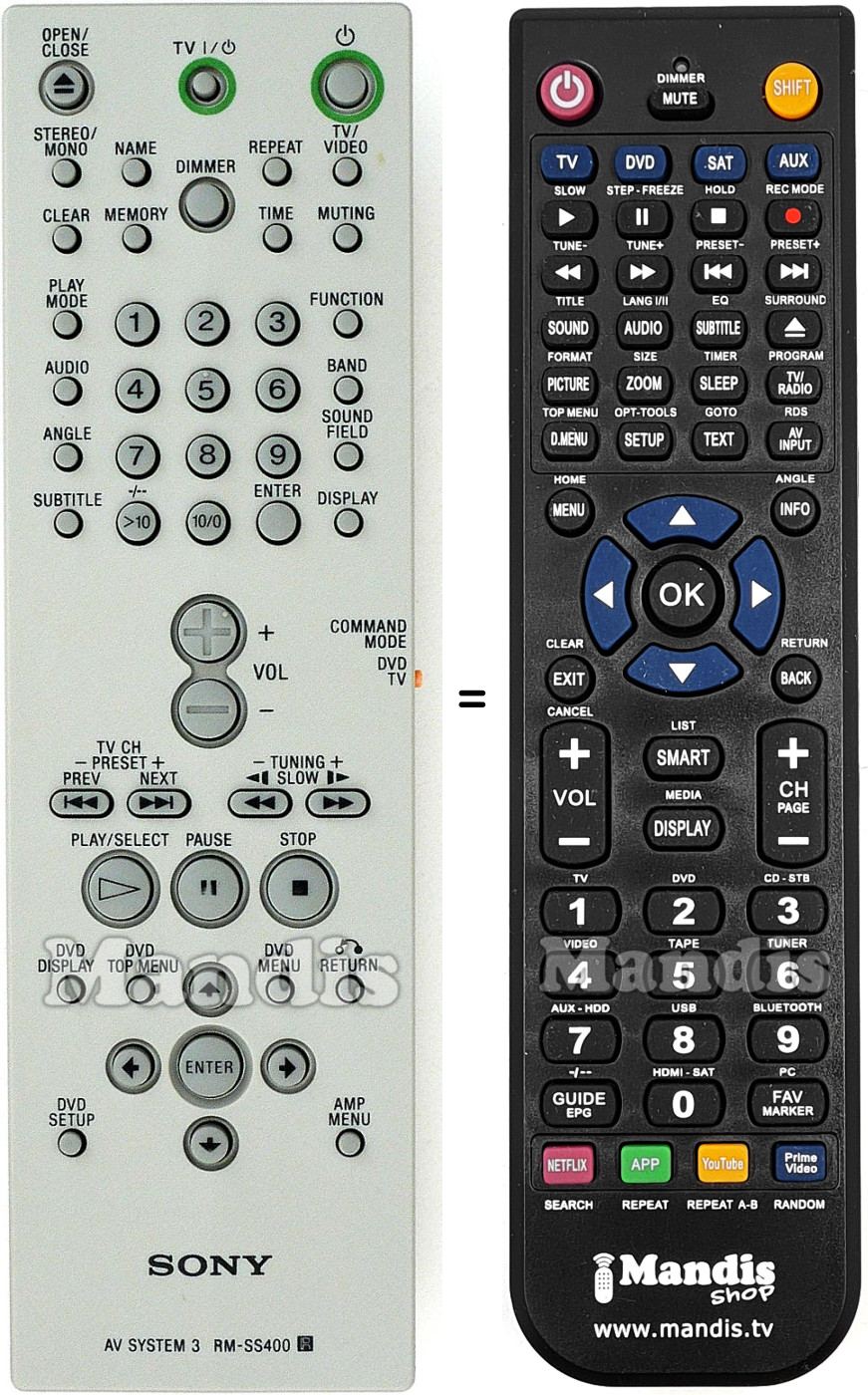 Télécommande équivalente Sony RM-SS400