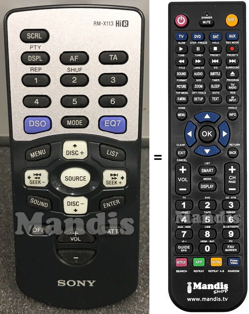 Télécommande équivalente RM-X113