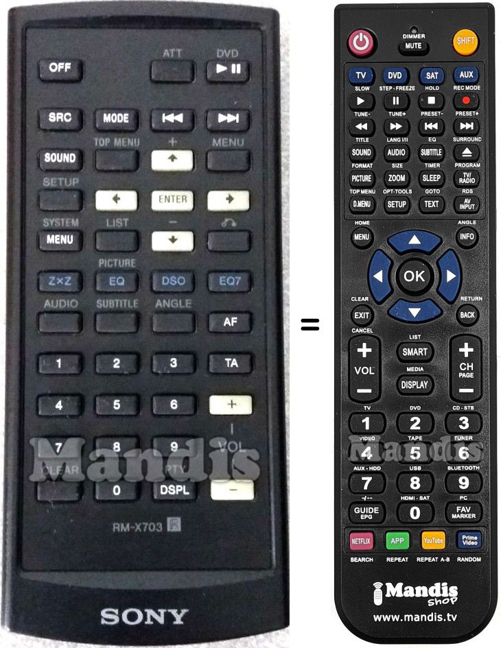 Replacement remote control RM-X 703