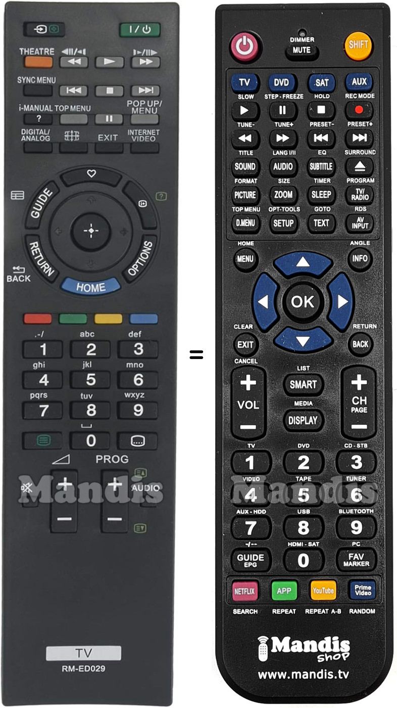 Télécommande équivalente RM-ED029