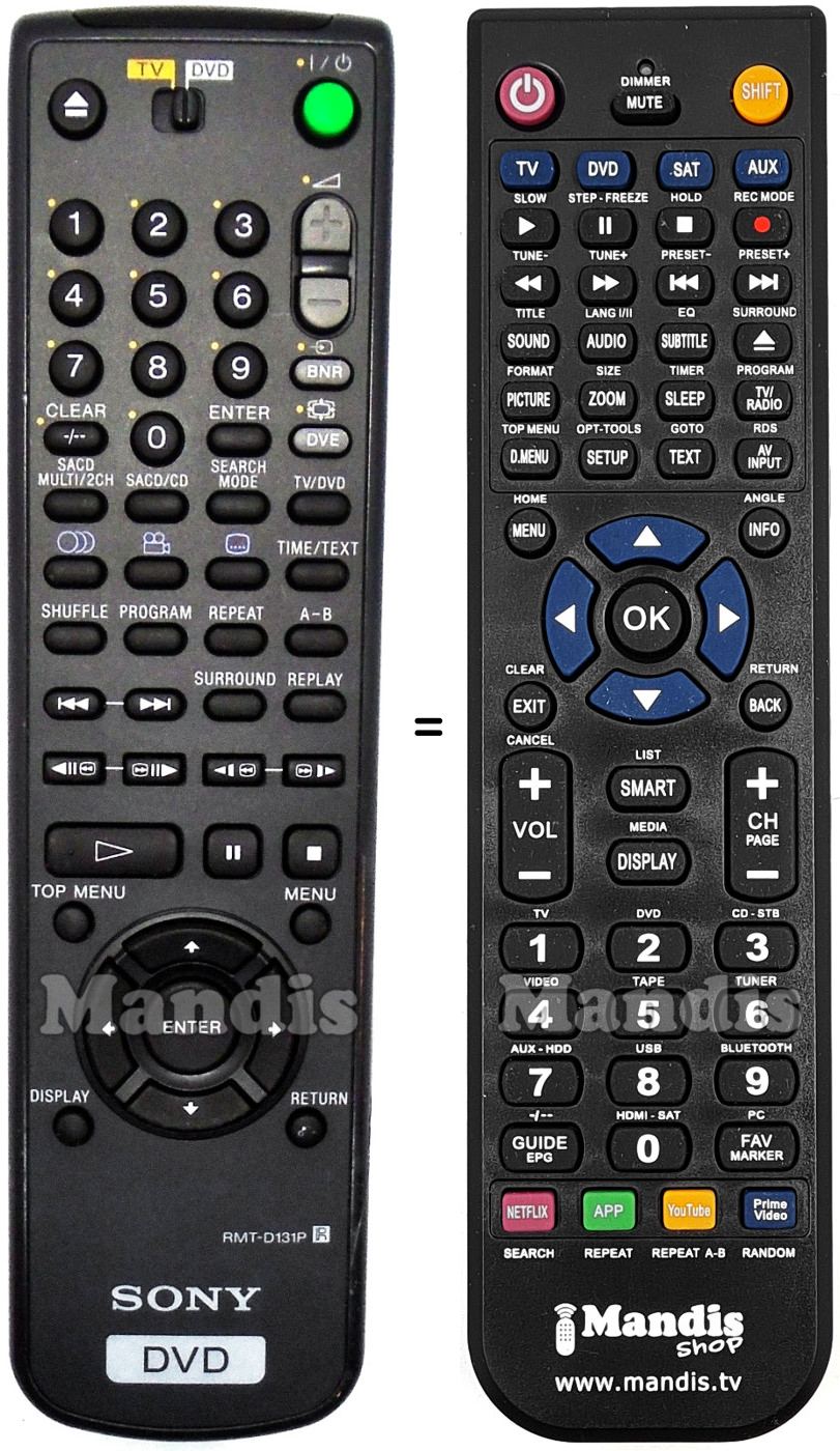 Télécommande équivalente Sony RMT-D131P