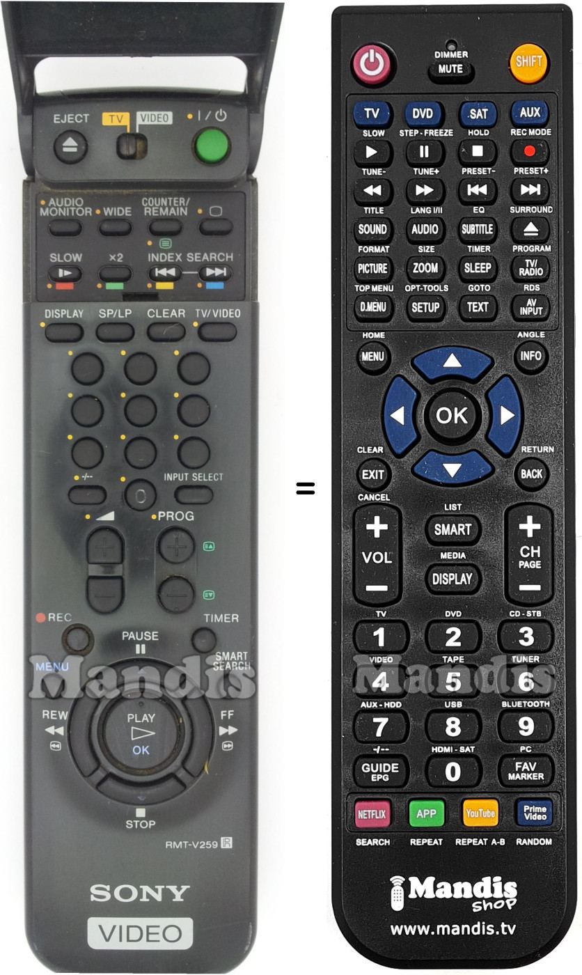 Replacement remote control Sony RMT-V259