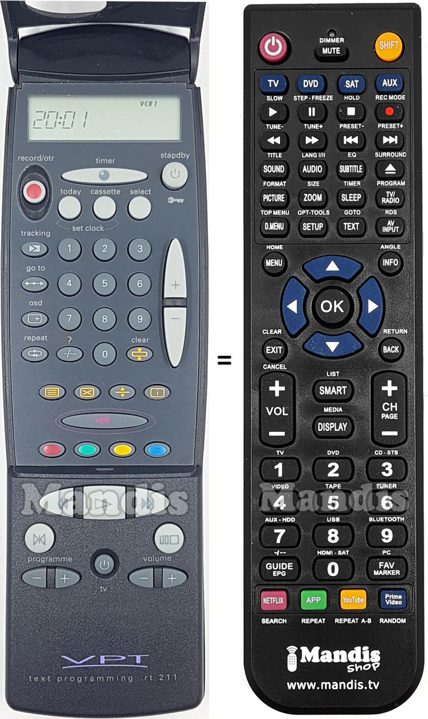 Replacement remote control Philips RT211-114