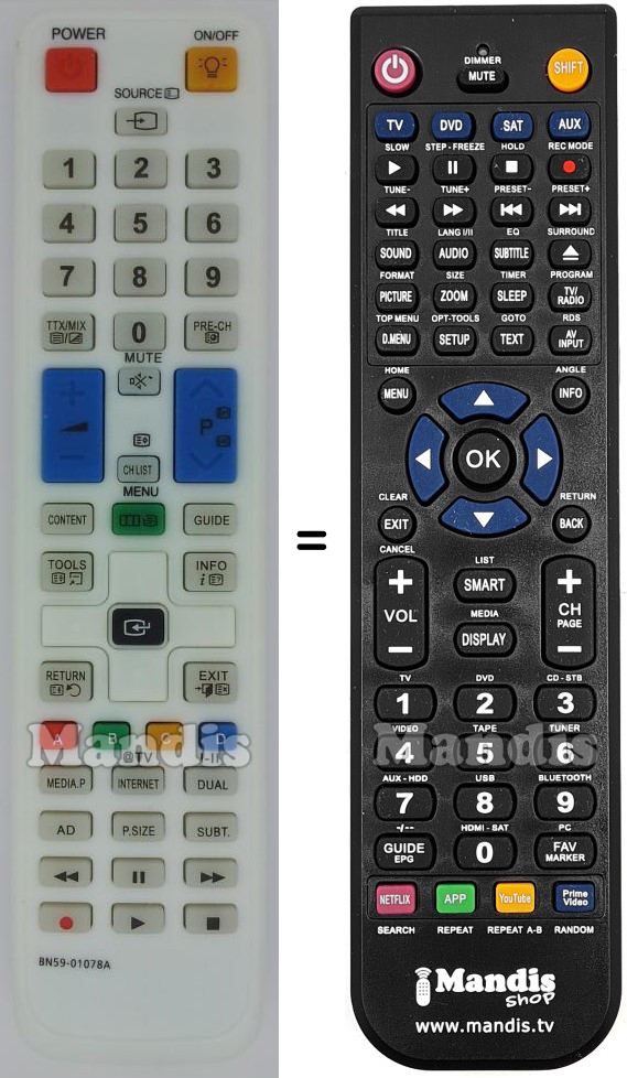 Gleichwertige Fernbedienung Samsung BN59-01078A