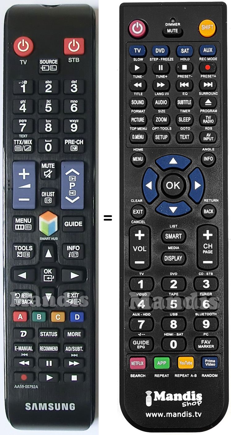 Gleichwertige Fernbedienung Samsung AA59-00792A