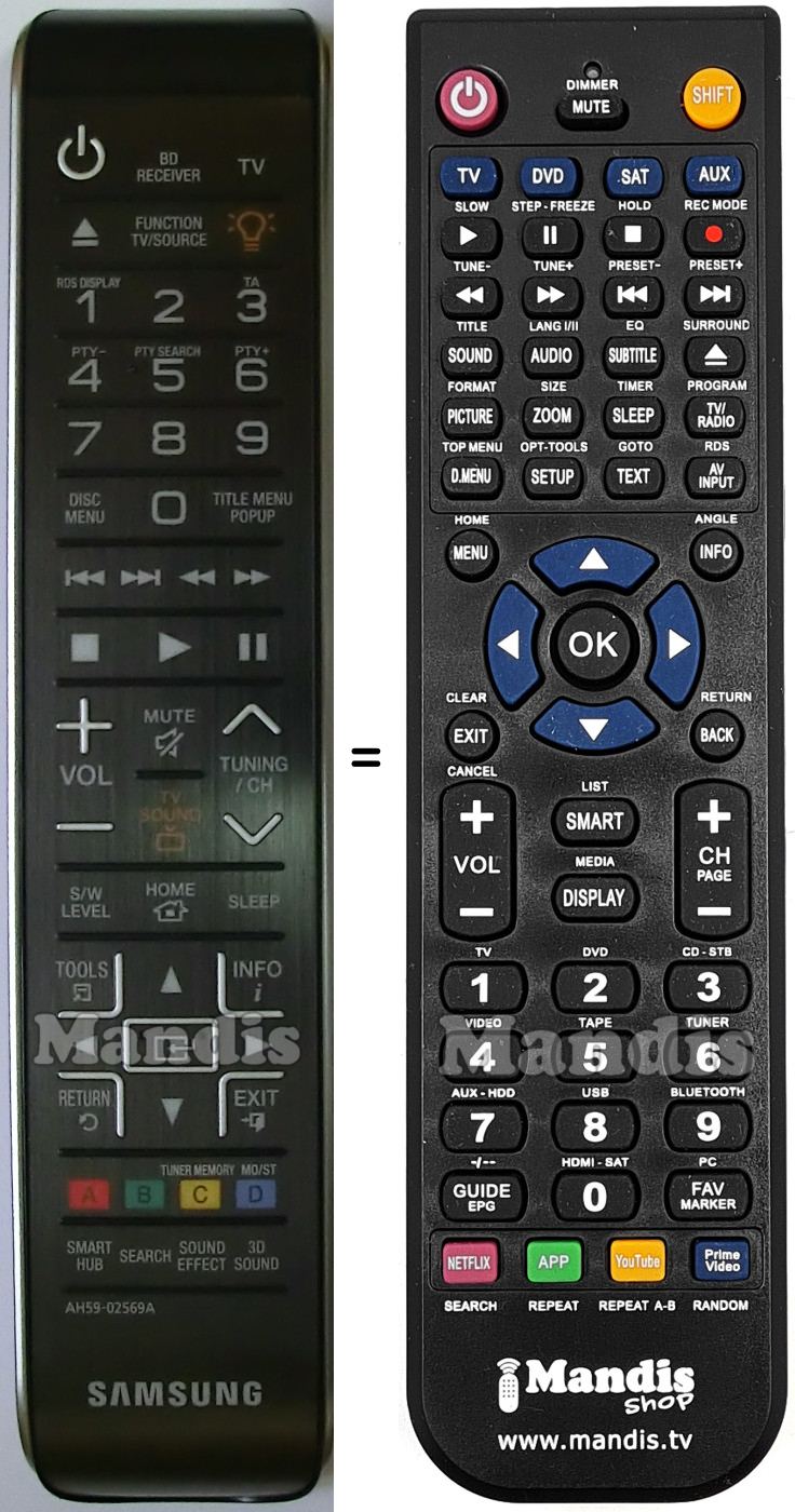 Télécommande équivalente Samsung AH5902569A