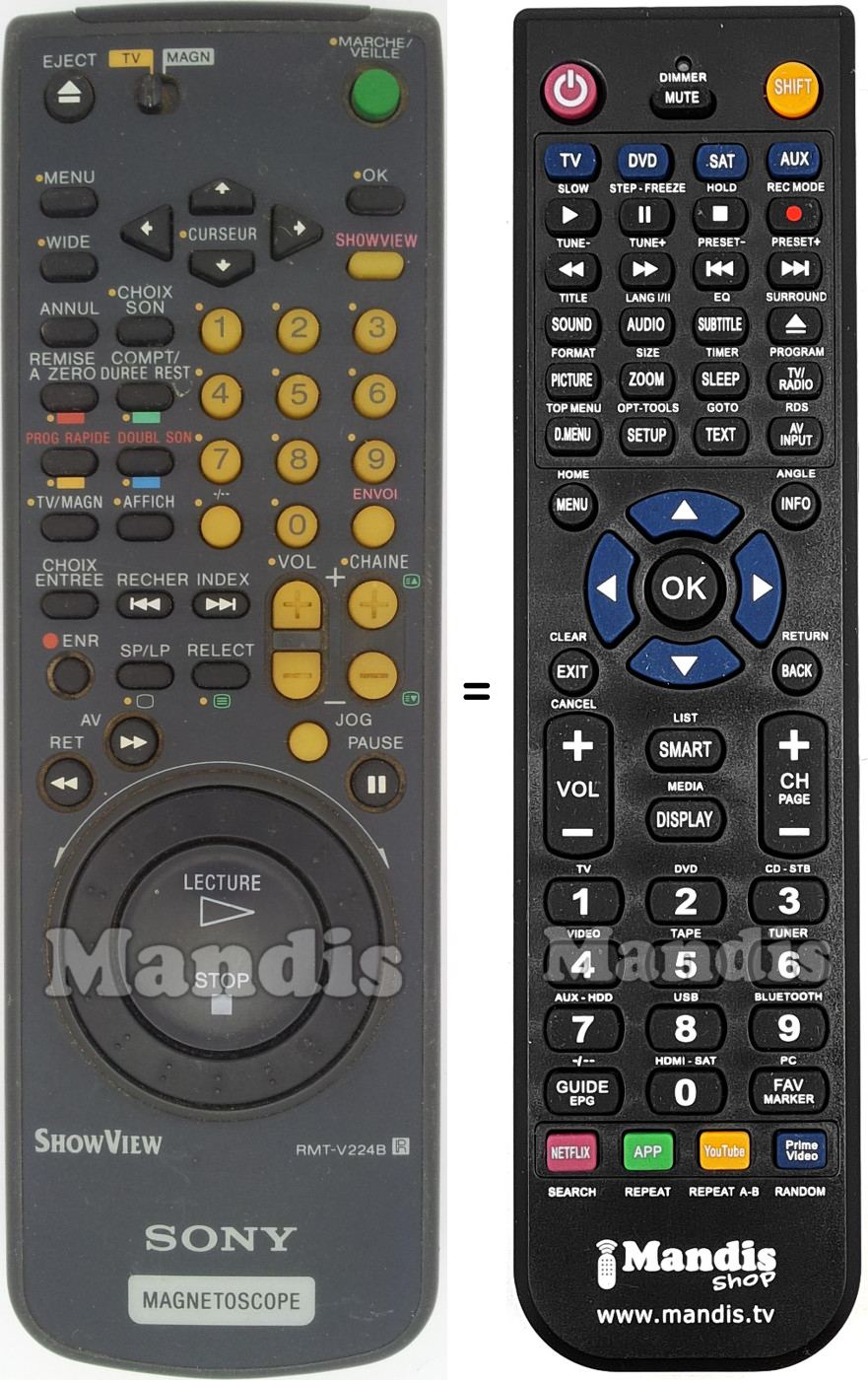 Télécommande équivalente RMT-V224B
