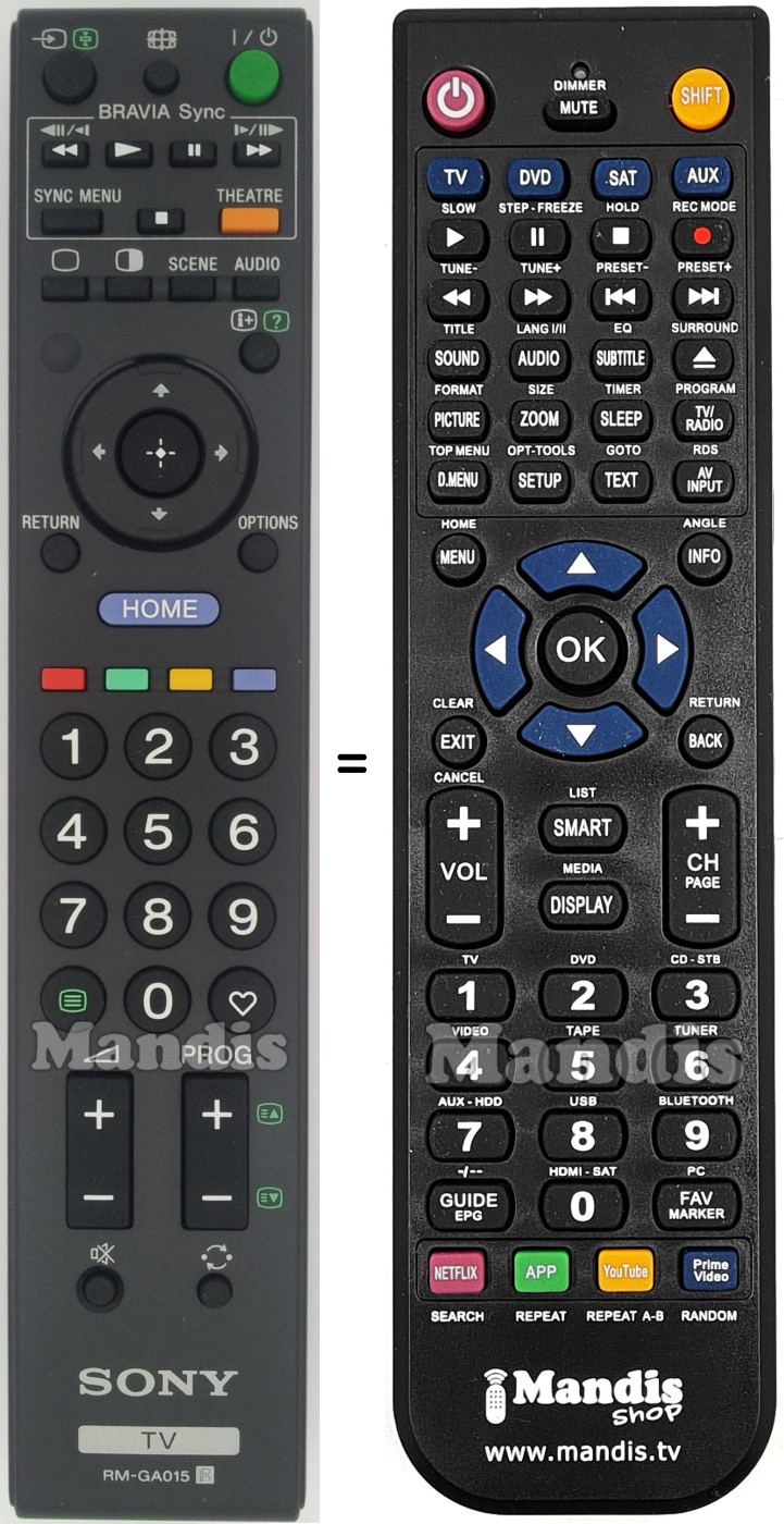 Replacement remote control Sony RM-GA015
